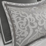 Madison Park Odette Traditional 8 Piece Jacquard Comforter Set MP10-5887 Silver/Silver