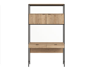 Sunpan Ambrose Modular Wall Desk - Elegant Oak Design with Functional Storage for Modern Home Spaces Rustic Oak / Black