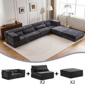 English Elm Compression Modular Sofa Bed - Oversized 4-Seater, No Assembly, Adaptable Designs For Any Space W3723S00041