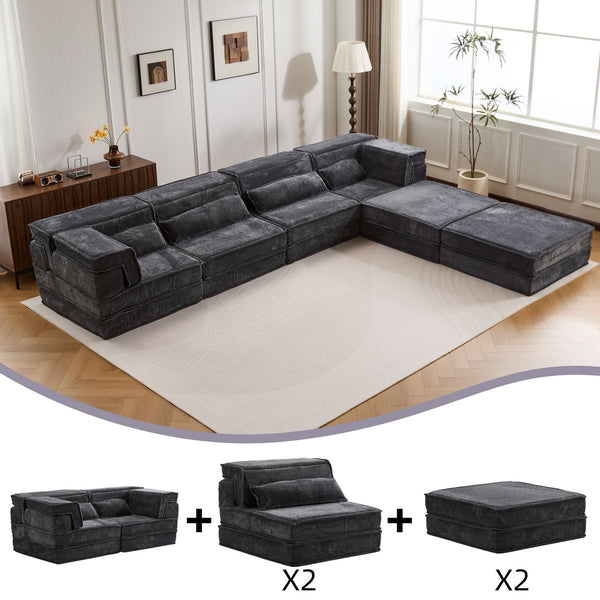 English Elm Compression Modular Sofa Bed - Oversized 4-Seater, No Assembly, Adaptable Designs For Any Space W3723S00041