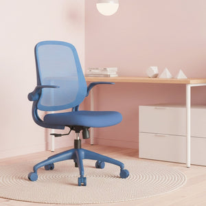 English Elm Ergonomic Mesh Back Task Chair with Flip Armrests High Density Foam Seat 500lb Capacity Blue W5280P464458