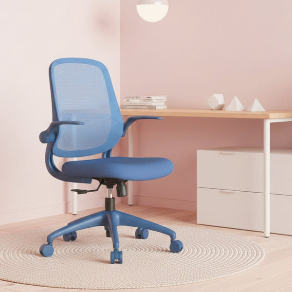 English Elm Ergonomic Mesh Back Task Chair with Flip Armrests High Density Foam Seat 500lb Capacity Blue W5280P464458