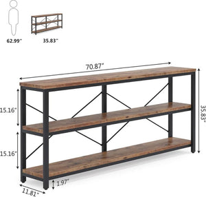 English Elm Hall Console Table Industrial Rustic Two Tier Wood Tone Metal Frame Entryway Sofa T3971P453148