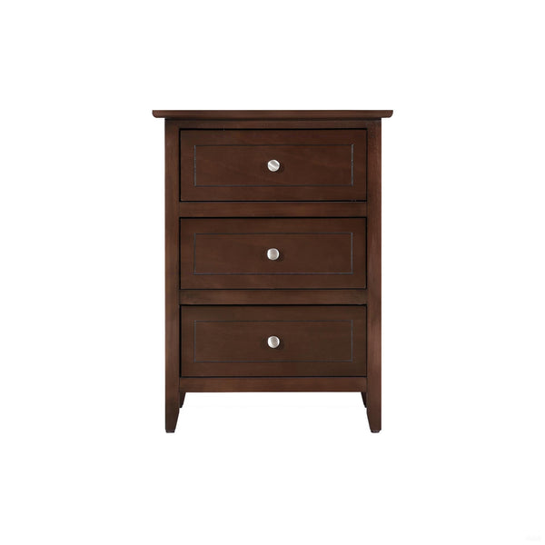 English Elm Charming Transitional Nightstand with Three Spacious Drawers, Durable Particleboard, Versatile Accent Piece Cappuccino 28 L x 22 W x 18 H B078112149