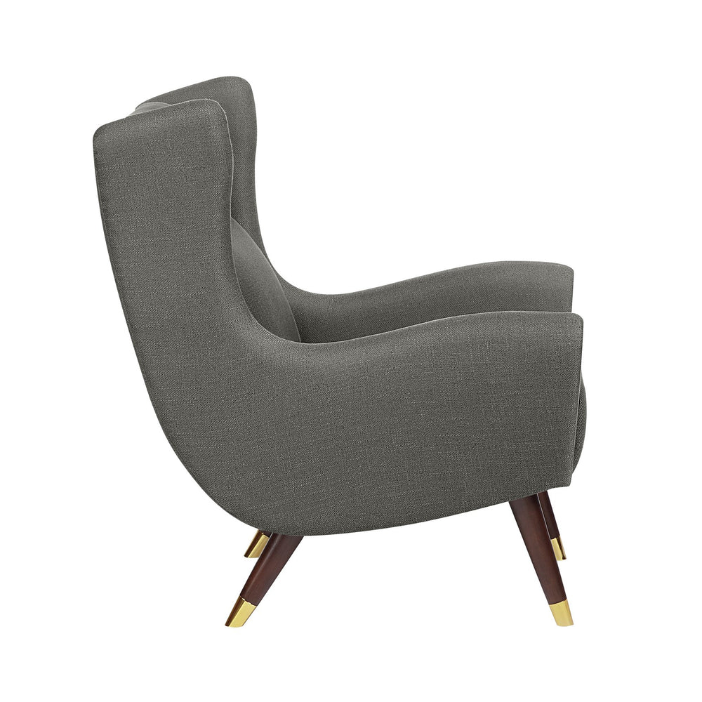 English Elm Modern Wingback Upholstered Accent Chair with Solid Wood Frame, Gold-Tip Legs, Plush Pocket Coil Comfort Dark Gray 30.5 L x 33.5 W x 32 H B011P393059
