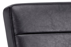 Sunpan Jafar Dining Armchair Set - Retro-Inspired Faux Leather Design with Rustic Bronze Steel Frame Vintage Black