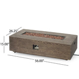 Christopher Knight Home® - Noble House - Aidan Outdoor 50,000 Btu Iron Rectangular Fire Pit (No Tank Holder), Brown Wood Pattern