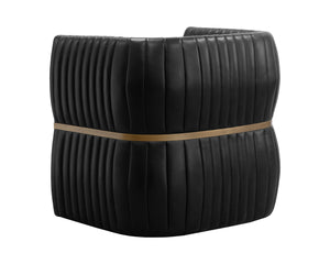 Sunpan Tryor Lounge Chair - Luxurious Top Grain Leather with Antique Brass Accent for Contemporary Living Spaces Vintage Black Night Leather