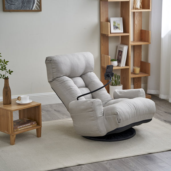 English Elm Adjustable ergonomic gaming lounge chair with 360° swivel, spring seat comfort and phone holder Gray W244P172639