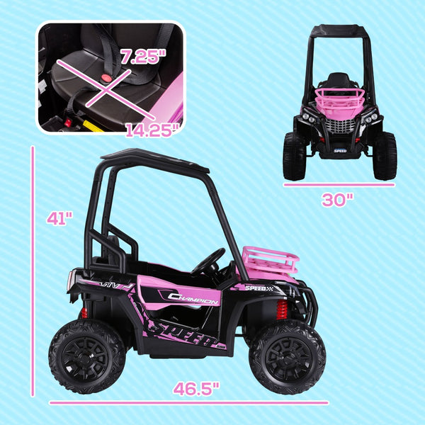 English Elm Aosom 12v Electric Kids Ride on Utv with Remote Control Suspension and Music System W2225P229348