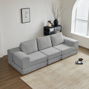 English Elm 108'' Modular Sectional Cloud Sofa Bed with Corduroy Upholstery, Convertible Modular Sleeper for Modern Living Grey W848S00045