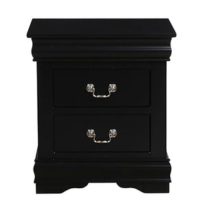 English Elm Black 2-Drawer Nightstand: Elegant Louis Philippe Design With Modern Touches For Stylish Storage Solutions B062P189238