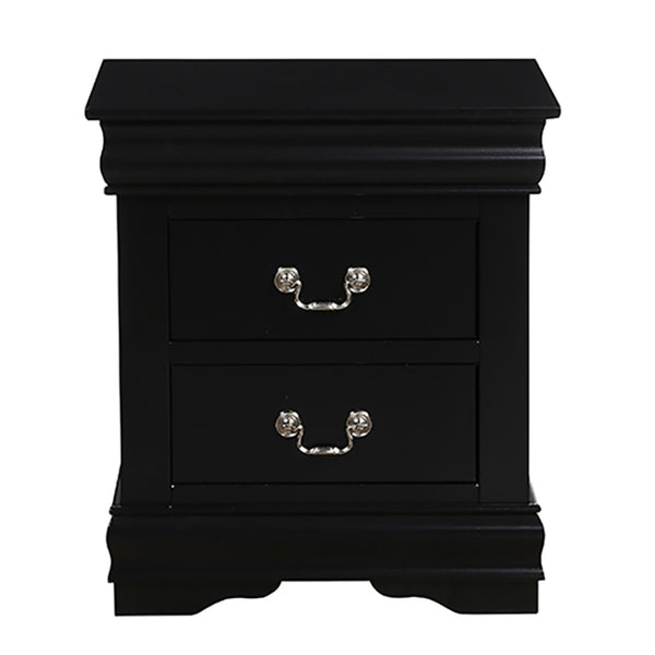 English Elm Black 2-Drawer Nightstand: Elegant Louis Philippe Design With Modern Touches For Stylish Storage Solutions B062P189238