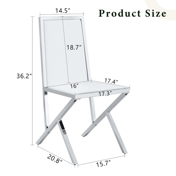 English Elm 2-pack Black Pu Leather Dining Chairs with Angled Silver Metal Legs Modern Set W1151P301820