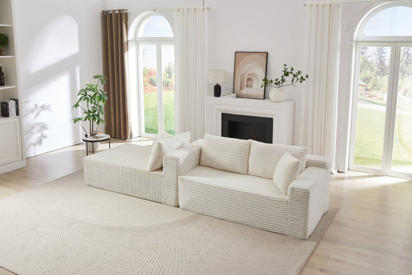 English Elm L-Shaped Modular Sectional Sofa - Plush Corduroy Sleeper, No Assembly, Perfect For Living Spaces! W2339P294926