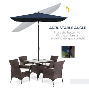 English Elm Outsunny 6.5' X 10' Market Umbrella - Stylish Blue Patio Shade With Crank & Adjustable Tilt Features W2225P200818-GIGA