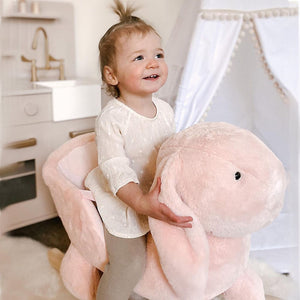 English Elm Qaba Bunny Rocker Toddler Ride on with Velvet Plush Carrot Toy and Realistic Sounds W2225P217686