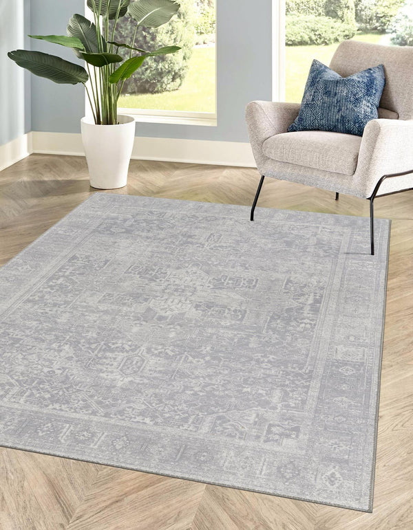Unique Loom Timeless Peter Machine Made Abstract Rug Gray, Ivory 7' 7" x 10' 6"
