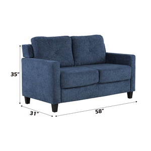 English Elm Horatio Chenille Loveseat with Pocket Coil Seats and D25 Foam Support, Modern Cozy Living Sofa 92 Navy 50 L x 26 W x 22 H B2726P248626