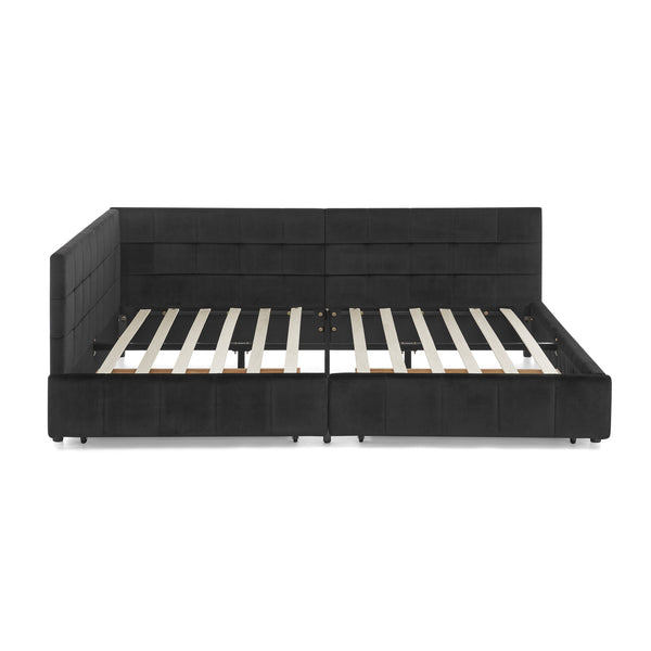 English Elm Full Size Upholstered Tufted Bed Frame - Stylish Velvet Sofa Bed With Armrests & Backrest Comfort W487S00309