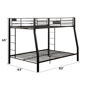 English Elm Limbra Sandy Finish Twin XL/Queen Bunk Bed with Metal Frame, Built-In Ladder, Full Guard Rail Durable Black 63 L x 19 W x 7 H B2726S00313