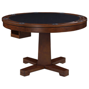 English Elm Calloway Round Convertible Game Dining Table with Tobacco Finish Pedestal Base B062S00790