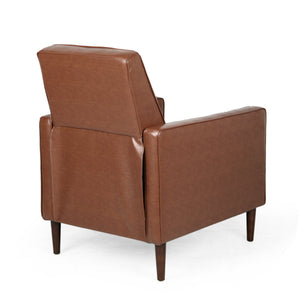 English Elm Christopher Knight Home® - Fabric Recliner Chair Mid-Century Modern Pushback Single Sofa with Tufted Cushion, Birch Legs, Cozy Comfort Light Brown 60741.00PUCOGN