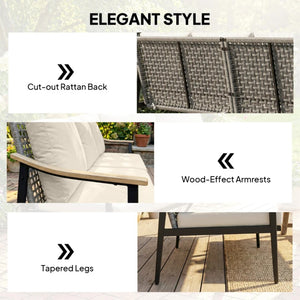 English Elm Chic Pe Wicker Outdoor Sofa 3 Seat Resort Style Patio Couch with Deep Cushions T3971P503436