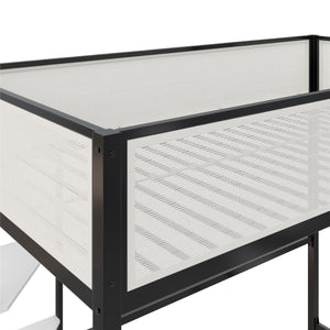 English Elm Axel Twin Loft Bed with Desk, Shelves & Mesh Guardrails — Space-Saving Metal Frame for Kids Teens Dorms B2733P358857