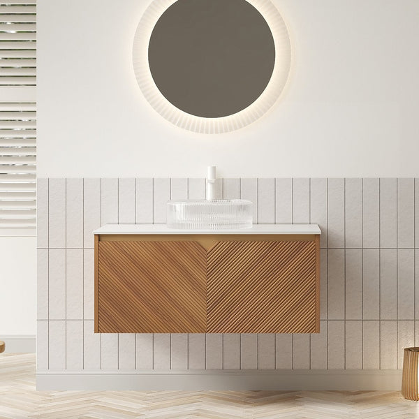English Elm RUBEN 36" Bathroom Vanity with High-Hardness Marble Ceramic Basin, Twill Wood Doors & Soft-Close SystemRUBEN 36" Bathroom Vanity with High-Hardness Marble Ceramic Basin, Twill Wood Doors & Soft-Close System Brown Oak,Carrara White,Transparent W2615S00322