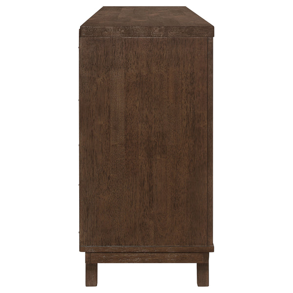 English Elm McCall Brown Oak 2-Door Server with Drawer, Rustic Farmhouse Sideboard 59" Wide, Felt-Lined Top B062P358301
