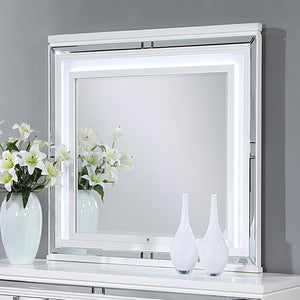 English Elm Genoa Led Illuminated Wall Mirror with White Wood Frame for Bedroom Dresser Decor B078P497938