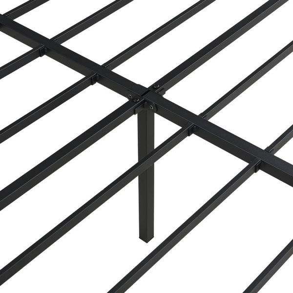 English Elm Queen Platform Bed Frame Heavy Duty Steel Slats Matte Black Modern Bedroom Base W311P359220