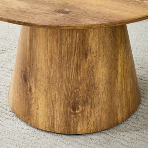 English Elm Nested Round Coffee Table Set Two Piece Wood Grain Veneer for Living Room or Office W2920S00112
