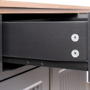 English Elm 63" Fluted Sideboard Buffet Cabinet with Coffee Bar Storage, 4 Doors 3 Drawers, Smooth Silent Slides Black W2917P319112