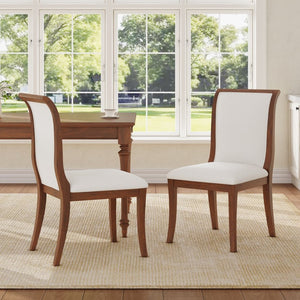 English Elm Walnut Upholstered Dining Chairs Set Of 2 - Elegant Comfort With Solid Hardwood Frame & Curved Design N842P315217D-GIGA