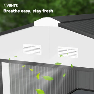 English Elm Durable Galvanized Steel Outdoor Storage Shed with Lockable Doors and Weather Resistance T3971S00226
