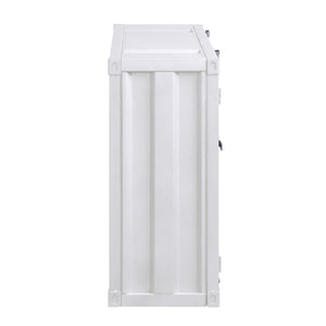 English Elm White Metal Server with Open Shelving, Recessed Panels & 2 Cabinet Doors for Stylish Storage and Display B062P189068