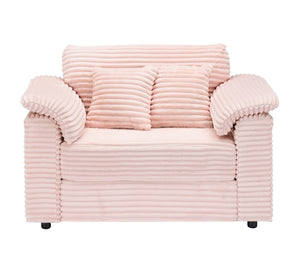 English Elm 47.24-inch corduroy armchair with storage ottoman and USB ports, spring seat, solid wood frame lounge Pink W3356S00022