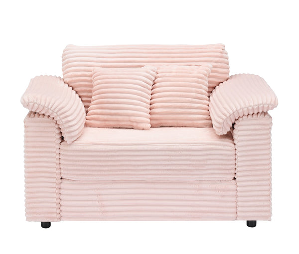 English Elm 47.24-inch corduroy armchair with storage ottoman and USB ports, spring seat, solid wood frame lounge Pink W3356S00022