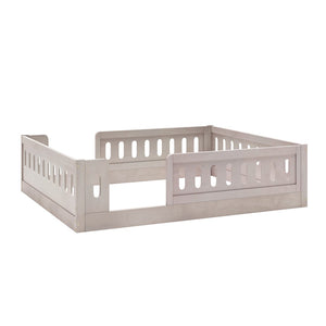 English Elm Wood Full Size Kids Platform Bed Solid Pine Guardrail Low Profile Safe Sleep Frame Natural N709P321458N