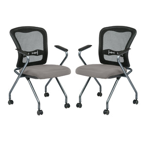 OSP Home Furnishings Deluxe Nesting Armchair with Mesh Back Lumbar Support for Office and Meeting Rooms Stratus 84440-R103