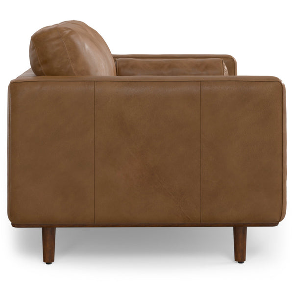 English Elm Morrison Caramel Brown 72" Leather Sofa & Ottoman Set — Mid-Century Modern, Feather-Filled Comfort B136P199199