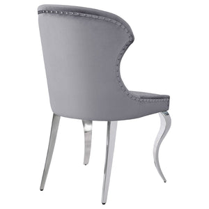 English Elm Daphne Velvet Wingback Dining Chairs with Nailhead Trim and Cabriole Legs Set of 2 B062S01463