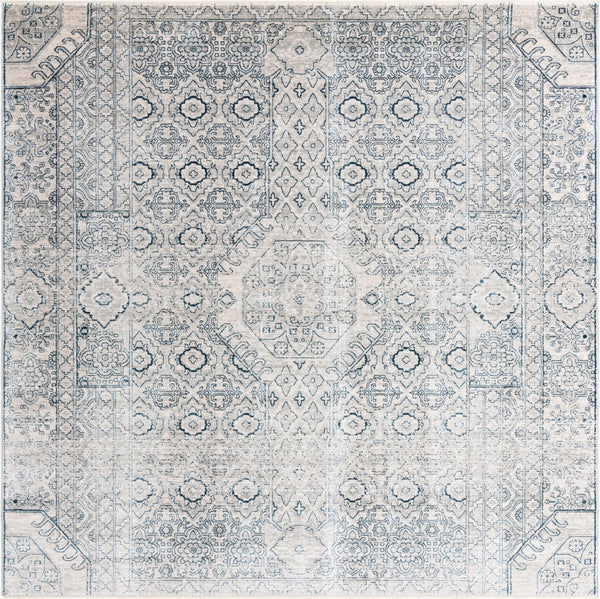 Unique Loom Newport Chepstow Machine Made Border Rug Gray, Ivory 8' 0" x 8' 0"