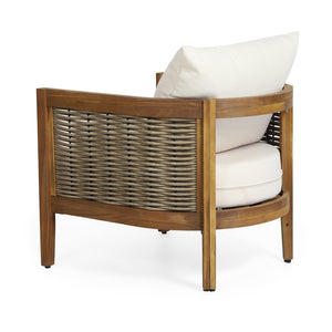 English Elm Christopher Knight Home® - Outdoor Acacia Wood Club Chairs with Teak Finish, Faux Rattan Accents & Water-Resistant Beige Cushions, Cozy Lounge Seating 70915.00