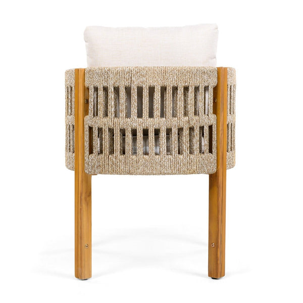 English Elm Acacia Wood Outdoor Dining Chair Set with Rope Arms and Waterproof Cushions N779P279983M