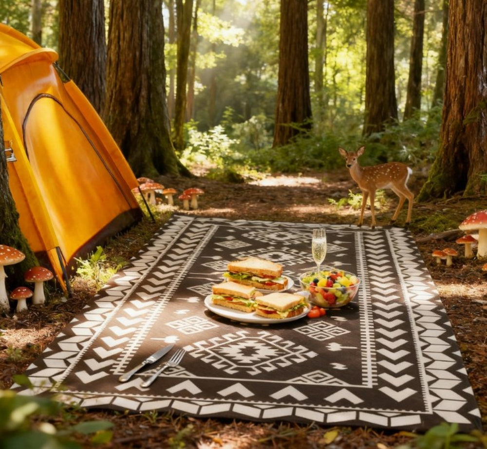 English Elm Outdoor Reversible Polypropylene Area Rug Bold Geometric Patchwork for Patio Camping T3971P421595