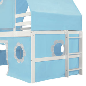 English Elm Twin Castle Loft Bed with Slide Tent Tower and Play Space for Kids Rooms Blue N708P249511C