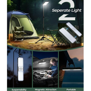 English Elm 10000lm Rechargeable Work Light 15000mAh Telescopic 72" with Detachable Lamp, USB-C & Solar Power W3355P391566